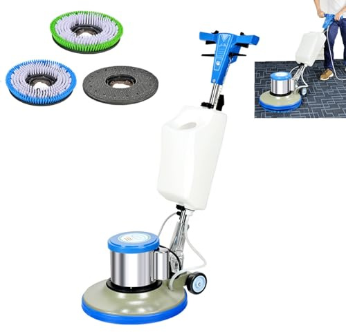 Commercial Floor Polisher Scrubber - Heavy-Duty 17in Buffing Machine with 3 Cleaning Pads for Hard Floor and Carpet Cleaning, Ideal for Industrial Use