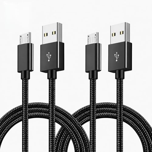 TAKUZA Micro USB Kabel [2 Stück 2M] Nylon Ladekabel Micro USB Schnellladekabel Datenkabel für Samsung Galaxy S7 S6 J7, Huawei, Kindle, PS4 Controller Ladekabel - Schwarz