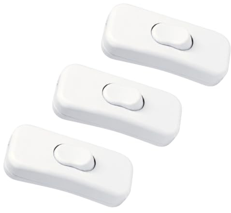 Set 3 Interruptores Pequeños Interruptor Bipolar de Superficie para Lámpara y Luz de Mesilla – Set 3 Interruptores Pequeños 2A 250V, Instalación en Línea para Electrodomésticos, Blanco
