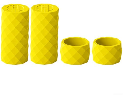 Dolvitrny Gel-Lenkerband-Verriegelungsringe, Silikon-Lenkerband-Ende für Rennrad, Grifffixierer, 25 mm bis 32 mm, Klemmringe, Fahrradzubehör, Gelb, 4 Stück