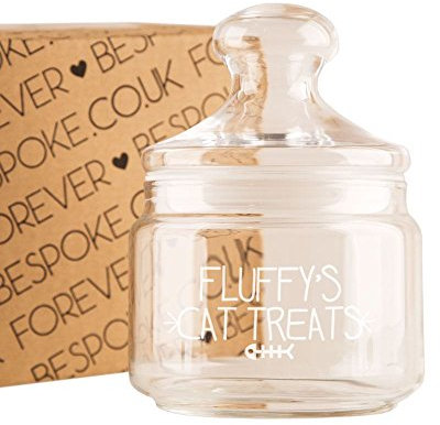 Personalised Cat Treats Engraved Glass Jar Pet Gift Idea Presents for Cat Owners
