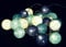 GURU SHOP Stoff Ball Batterielichterkette 3xAA, LED Kugel Lichterkette - Türkis/blau/weiß, Baumwollfäden, 6x6x315 cm, Lichterketten