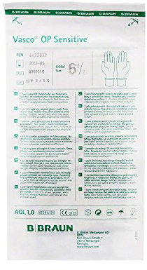 BBRAUN Vasco Op Handschuhe Sensitiv PF, Naturlatex, steril, Größe 6,5