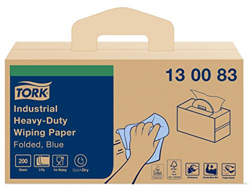 Tork Papier d'Essuyage Industriel ultra-résistant bleu W7, boîte portative, 1 boîte, 130083