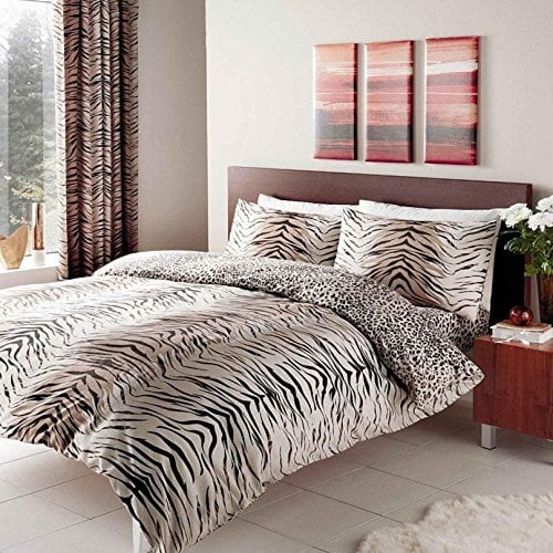 Gaveno Cavailia, Set di Biancheria da Letto con Copripiumino e Federa, Lussuoso, in Cotone e Poliestere, per Letto King Size, Motivo Pelle di Tigre, Marrone