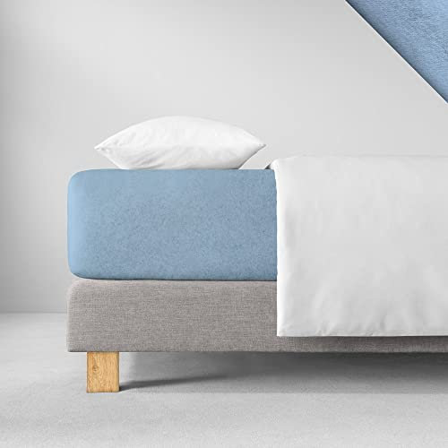 ESTELLA Spannbetttuch Samt-Velours | hellblau