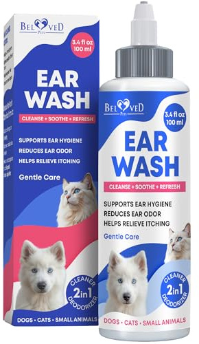 Cat & Dog Ear Cleaner Drops & Wash Solution - Yeast Otic Infection Treatment & Itchy Ear Relief for Pet - Wax Remover & Flush Remedy for Any Pets