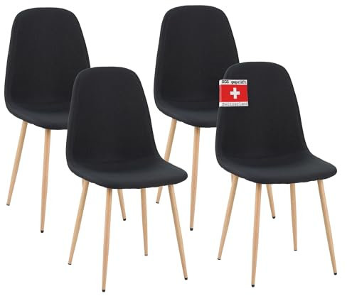 ALBATROS Esszimmerstühle 4er Set FANO schwarz - Komfortabler Polsterstuhl für Modernes und Stilvolles Design am Esstisch - Küchenstuhl oder Stuhl Esszimmer mit hoher Belastbarkeit bis 110kg