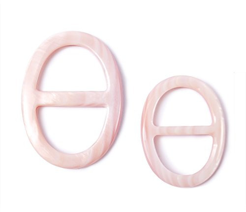 Prettystern Fibbia Anello Per Foulard Sciarpa Madreperla Politura a Mano Conchiglia Naturale Rosa Set