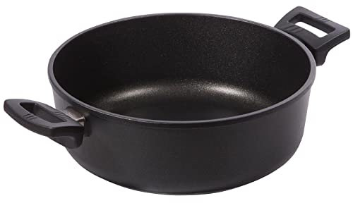 Eurolux Guss-Schmortopf Ø 26 cm - ca. 5.0 Liter - großer 10 cm flacher Bratentopf Aluguss mit Antihaft-Beschichtung - ohne Induktion - Made in Germany