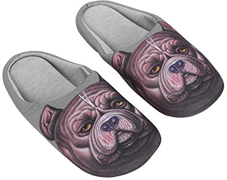 IBLUELOVER Pantoufles en Coton Maison Chaussons Femme Homme Hiver Chaud Douce Mules d'intérieur Amoureux Slippers Originale Motif Chat Chien Antidérapant Chaussures pour Voyage Bureau Ville Noël