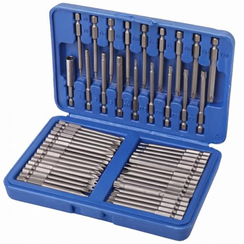 Rocaris 50 Pack Screwdriver Bit Set, 3 in Security Bit Set Extra Long Magnetic Driver Kit with Case, Hex, Star Bits, Philips, Square, Spanner Bits - S2