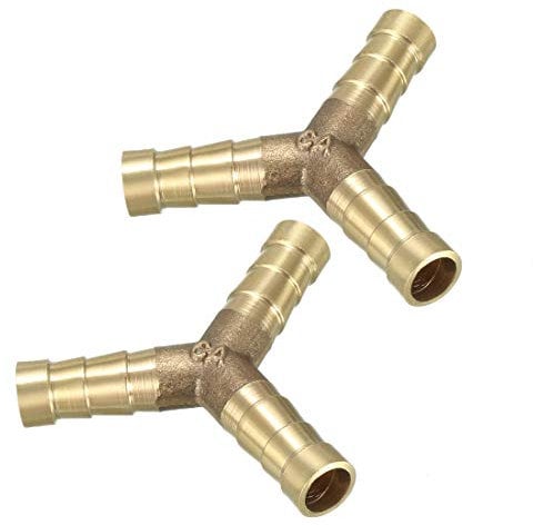 sourcing map Lot de 2 raccords de tuyau cannelés en laiton 8 mm en forme de Y 3 voies