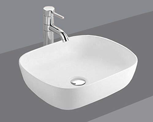 1 x Lavabo en céramique ovale grand de lavage Vasque à Poser en Céramique Salle de Bain Diamant Blanc 50x40x13,5