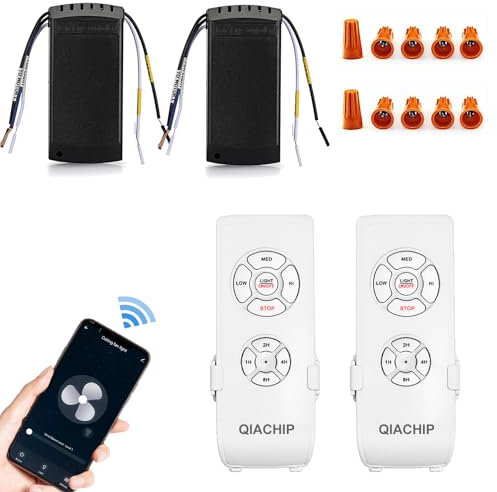 QIACHIP Universal WiFi Ceiling Fan Remote Control Kit Timing Wireless Control for Hunter,Harbor Breeze,Westinghouse,Honeywell (2 packs)