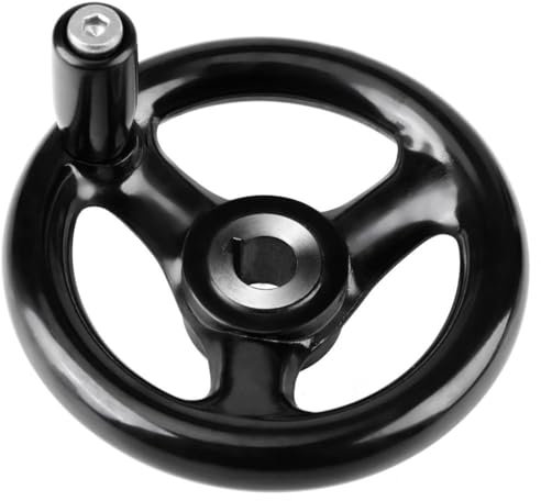 Jadeshay Hand Wheel,3 Spoke Hand Wheel Plastic Crank Revolving Handle Machine Tool with Revolving Handle 12 * 100mm for Industrial Lathe Milling Machine