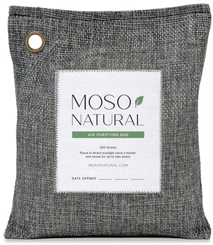 Moso Natural Air Purifying Bag 200g, Charcoal Odor Absorber, Car Odor Eliminator & Closet Deodorizer for Home & Pet, Lasts 2 Years, Unscented Bamboo Charcoal Bags, HGTV Editors' Pick