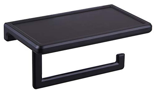 kimzcn Toilettenpapierhalter für Badezimmer Solide ZINC-Legierung Material und Superior Hotel Stil Tissue Rollenhalter mit Handy Lagerung Schwarz D500091B