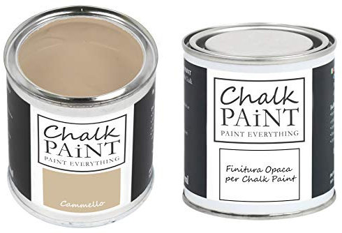 CHALK PAINT EVERYTHING Cammello & FINITURA - Kit Pronto Vernicia e Proteggi (250 ml + 250 ml)