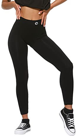STARK SOUL Damen Leggings Ribbed, Blickdicht, Fittness-Leggings gerippt | Schwarz | Größe: M-L