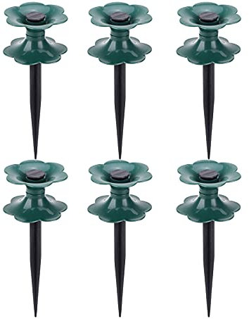 HLTER 6Pcs Garden Hose Guide Spike, 9.4 Inch Garden Hose Wheel Guide Stake, Plastic Rust Free Green Spin Roller for Garden Lawn Plant Protection