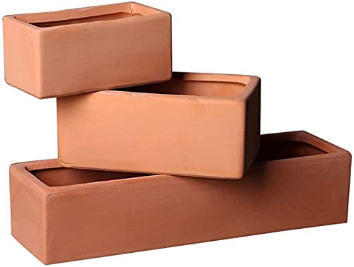 Pot Fleur Cache-Pots De Fleurs Cache Pot Ceramique Pot Plante IntéRieur Pot de fleur rectangulaire en grès avec trou de drainage plantes jardinières vivantes mignon bureau cuisine maison ensemble d