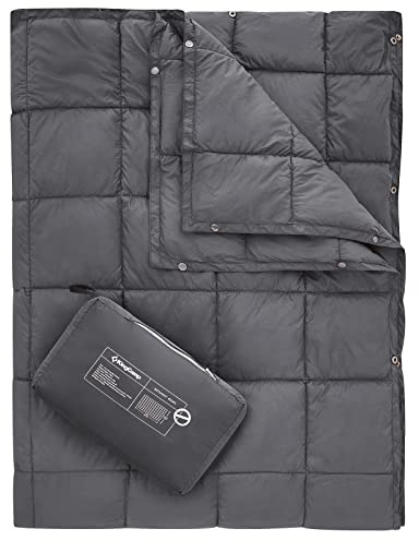 KingCamp Campingdecke, Thermodecke, Ultraleicht, multifunktional, warm, für Reisen, Outdoor, mit Druckknöpfen, leichte Schlafdecke für Wandern, Picknick, Zuhause, Auto, 175 x 135 cm