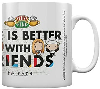 Friends Life Is Better with Chibi Coffee Taza Blanca