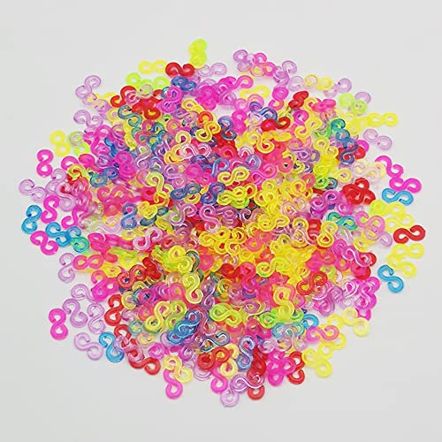 500 Pcs S Clips Loom Rubber Bands Clips Plastic Connectors Refills Clips for Loom Bracelets DIY Bracelet Making Loom Band (Colourful)