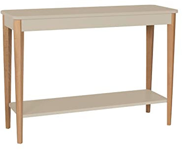 ASHME Eschenholz Konsolentisch Breit 105cm x Tief 35cm mit Praktisch Regal, Einfach Montage, FSC Holz | Braun Beige