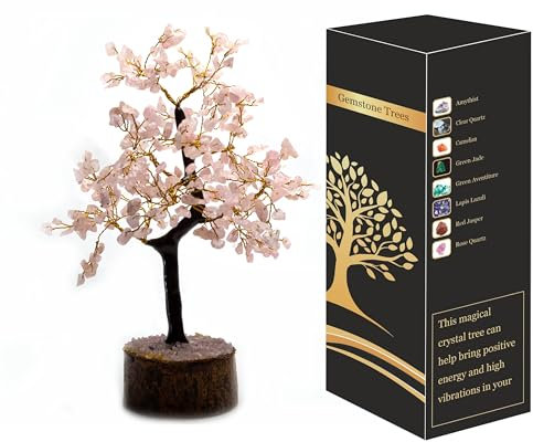 Soins à Domicile Arbre de Cristal Cristaux et Pierres Arbre de Cristal décoratif Cadeaux en Cristal Arbre de Pierres précieuses Arbre de Noël Arbre véritable (Arbre de Quartz Rose 300 Perles)
