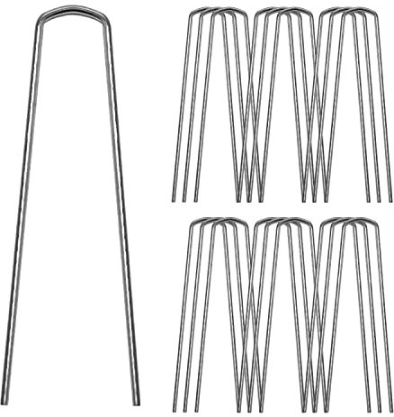 Gartenheringe 20 robuste verzinkte Stahl-Erdspieße 15,2 cm U-Form Trapezkopf Metall Unkrautmembran Heringe Blech Rasen Fake Kunstrasen Stifte Klammerhaken Spike Anker Zaunnetz Landschaftsbau