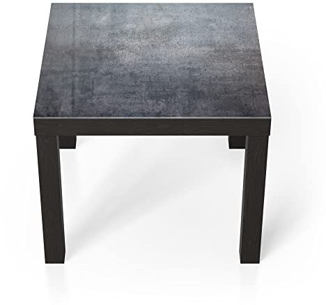 DEQORI Glastisch | schwarz klein 55x55 cm | Motiv Raue Metalloberfläche | ausgefallener Beistelltisch aus Glas | Hochglanz Couchtisch fürs Wohnzimmer | moderner Couch Tisch mit Design