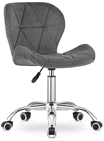 Home Collective Drehstuhl Bürostuhl Schreibtischstuhl Polster aus Samt in grau | höhenverstellbar mit ergonomischer Sitzfläche