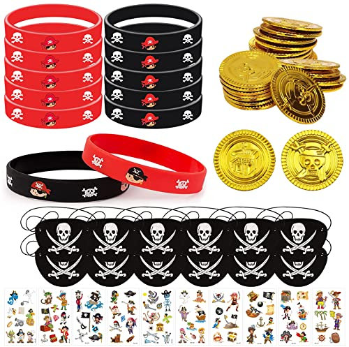 KERANEET 58 Stück Piraten Kindergeburtstag Piraten Geburtstag Piraten Deko Kindergeburtstag Piraten Mitgebsel Kindergeburtstag Piraten Spielzeug für Geschenke Kinder Geburtstag Piratenparty Deko