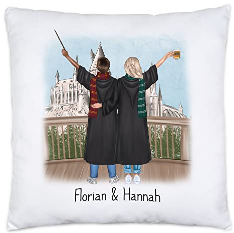 Kiddle-Design Beste Freunde Kissen Hexe Zauberer Magie Personalisiert Pärchen Couple Paar Geschenk Freund & Freundin Best Friends