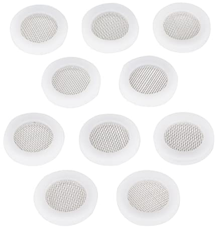 10 Pcs Silicone Flat Washer 19mm OD, 11mm ID, 3mm Thickness with 40 Mesh Filter, Seal and Filter for Shower Hose (White)
