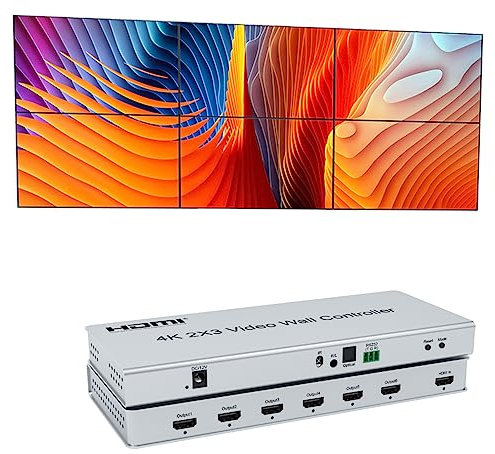 4k @ 30HZ 2x3 Video Wall Controller 1 HDMI Ingressi 6 HDMI Uscita Video Processor Supporta la rotazione dello schermo di 180 gradi supporto 1x1,1x2,1x3,1x4,1x5,1x6,2x1,2x2,2x3,3x1,3x2,4x1,5x1,6x1