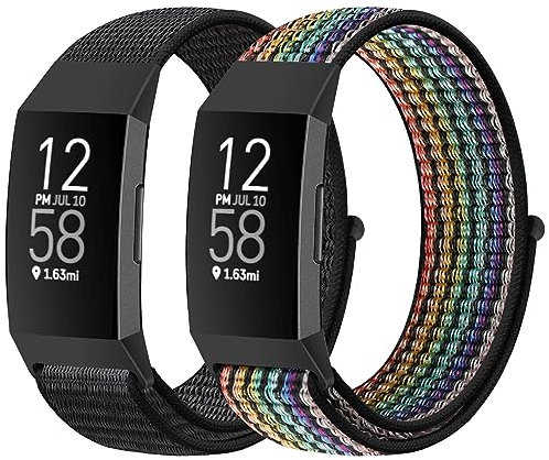 Runostrich Nylon Armband Kompatibel mit Fitbit Charge 4/Charge 3/SE, weiches Ersatzarmband atmungsaktives Sportarmband mit Uhrenarmbänder für Damen Herren