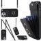 Ykerey Hülle für iPhone 13 Pro Max hülle mit Band Kette Schutzhülle mit Kartenfach PU Leder Metall Ring Halter RFID Standfunktion Brieftasche Cover für iPhone 13 Pro Max, Schwarz