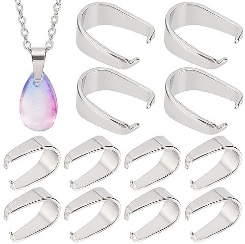 CREATCABIN 240Pcs Stainless Steel Snap on Bails Hook Pendant Clasps Claw Pinch Clips Bail Bulk Charms Connectors for Necklace Choker Jewelry Findings DIY Craft Making Accessories Silver 7 x 6.5 mm