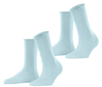 ESPRIT Damen Socken Basic Pure Multipack W So Baumwolle einfarbig 2 Paar, Blau Barely Blue 6588, 35-38
