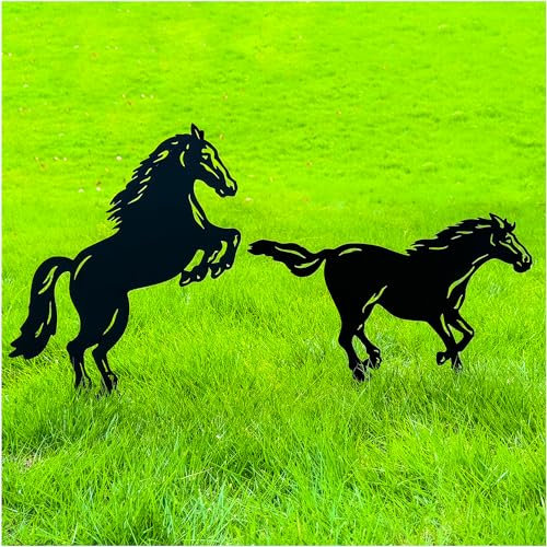 Pferd Metall Dekorative Gartenstecker Pferd Geschenke für Frauen/Mädchen/Mutter/Männer/Pferdeliebhaber Silhouette Statuen für Yard Art, Outdoor, Terrasse, Outdoor Decor, Gartendekorationen, Rasen