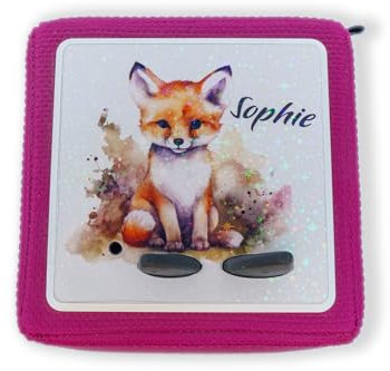 Schutzfolie mit Namen | passend für die Toniebox | Motivfolie Fuchs | hochglanz holografisch