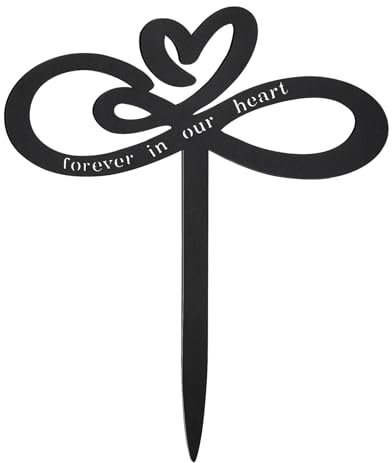 Chihutown Memorial Grave Markers, Grave Decorations for Cemetery, Memorial Stake Markers of Forever in Our Heart, Metal Sympathy Grave Plaque, Outdoor Yard Remembrance Stake