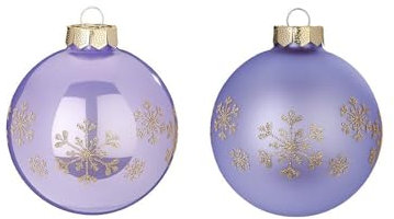 Inge Glas Weihnachtskugel verziert | Schmuckkugel einzeln mit Motiv | 8cm Christbaumkugel aus Glas (Lilac Breeze matt)