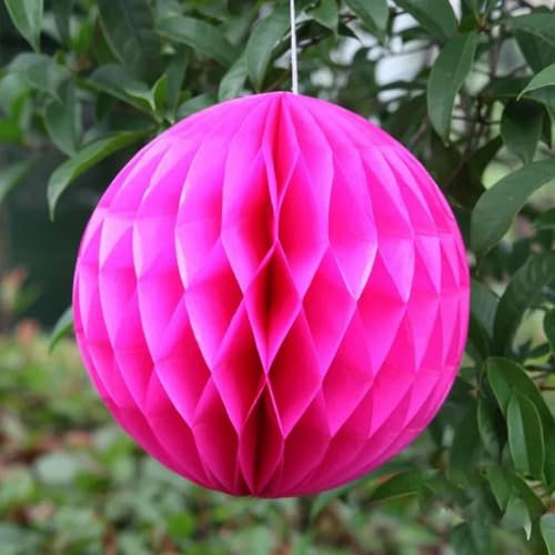 8 20 cm Papier de Soie Fleur nid d'abeille Boule fête d'anniversaire Mariage noël Vacances décoration Papier Lanterne lampion-Fushia-8 Pouces