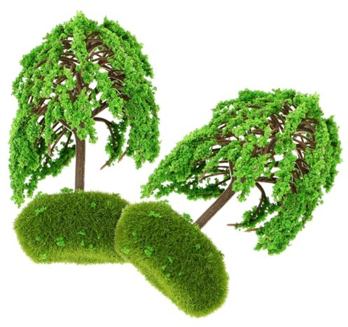 TEHAUX 4 Stück Baummodell Modellbäume Bäume für Mini-Baum Spielzeug Anlage Sandtisch-Zubehör Modellbaum Sandkasten Landschaftsbaum Obstbaum Pflanze Ob11 Kiefer Plastik