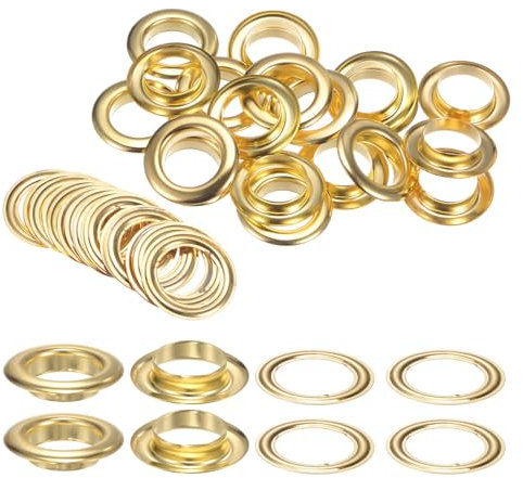 QUARKZMAN 20 Ensembles d'Œillets avec Rondelles de 20 mm, Kit d'Œillets en Métal pour Rideaux en Tissu, Ceintures en Cuir, Sacs DIY, Couleur Or
