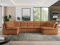 MKS MEBLE Sofa XXL U-Form, Wohnlandschaft U Form mit Schlaffunktion, Sofa mit Schlaffunktion, Schlafsofa mit Topper, Wohnzimmer Couch mit schlaffunktion - Morbido U - Orange Stukture